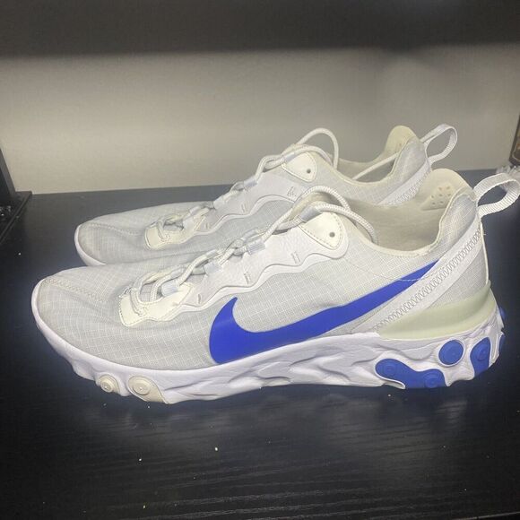 Nike React Element 55 Running Shoes White/ Royal Blue Sneakers SZ 11 BQ6167-100 - Picture 6 of 11